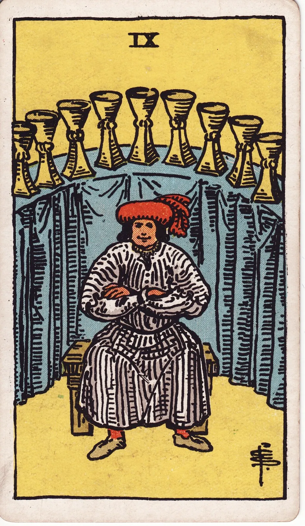 圣杯九 Nine of Cups 韦特塔罗牌面