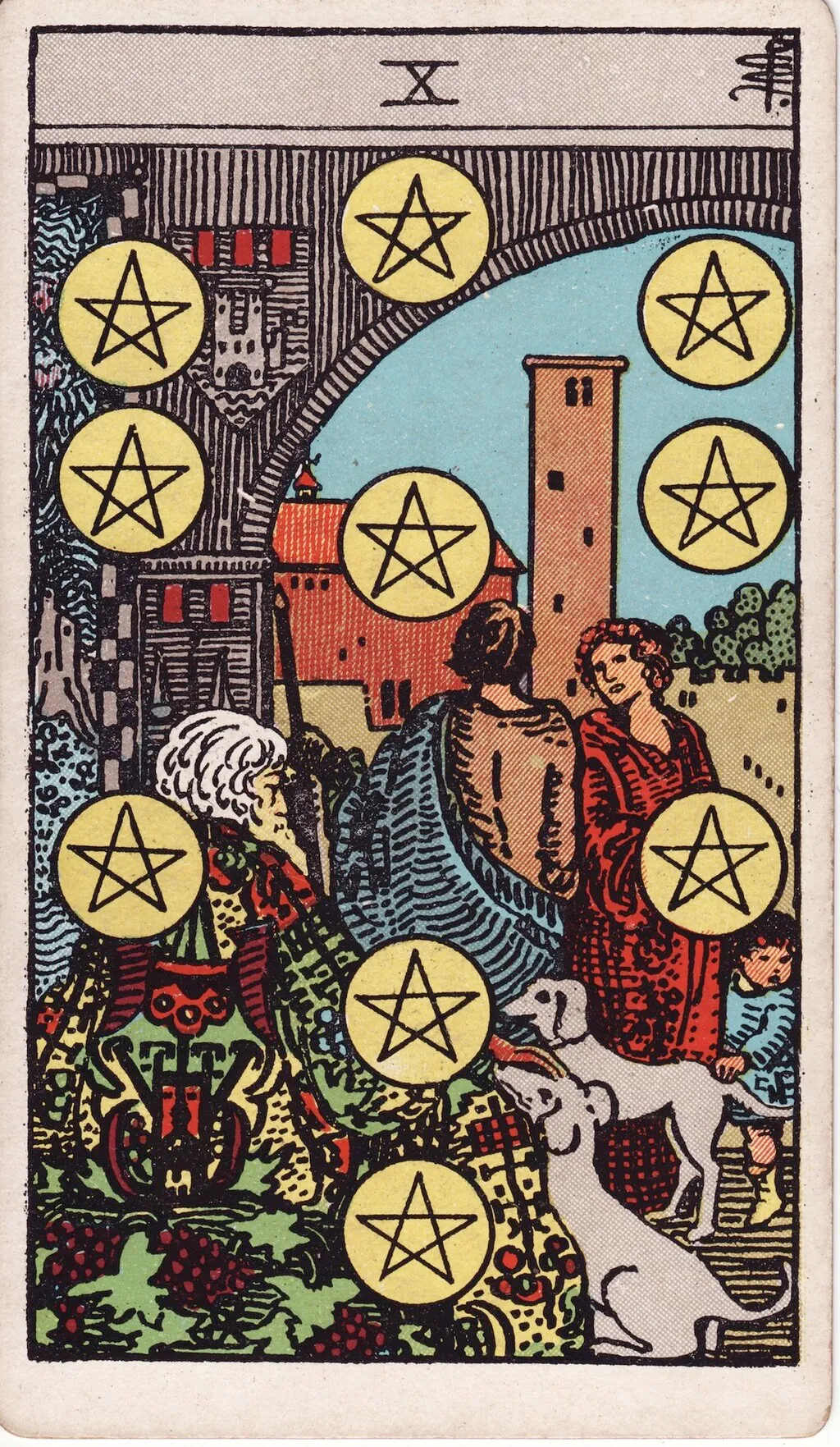 星币十 Ten of Pentacles 韦特塔罗牌面