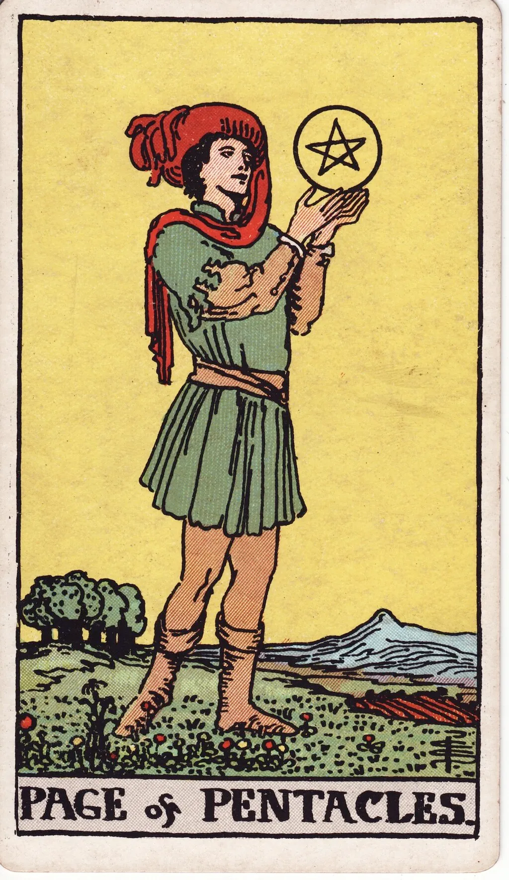 星币侍从 Page of Pentacles 韦特塔罗牌面