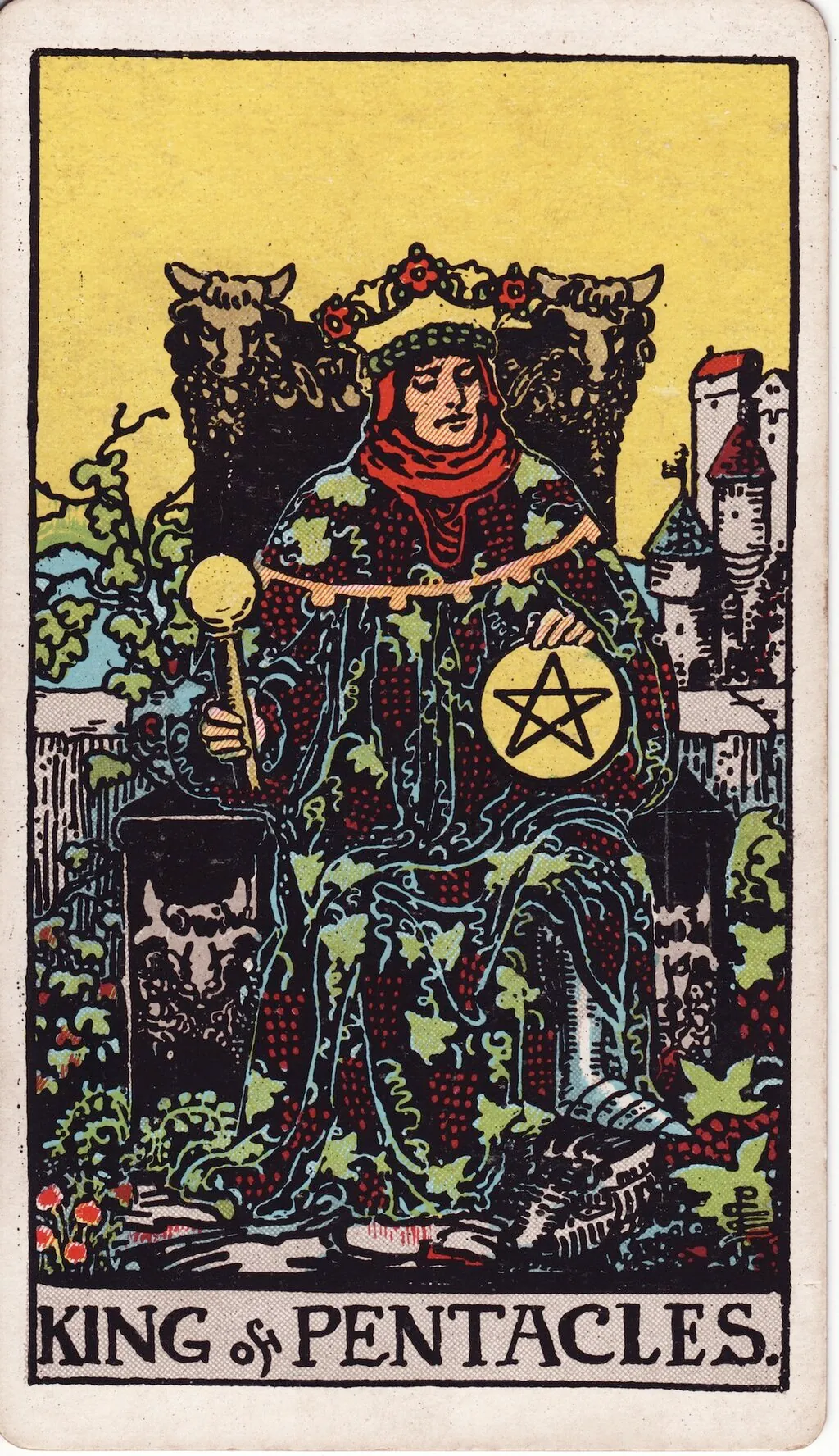 星币国王 King of Pentacles 韦特塔罗牌面