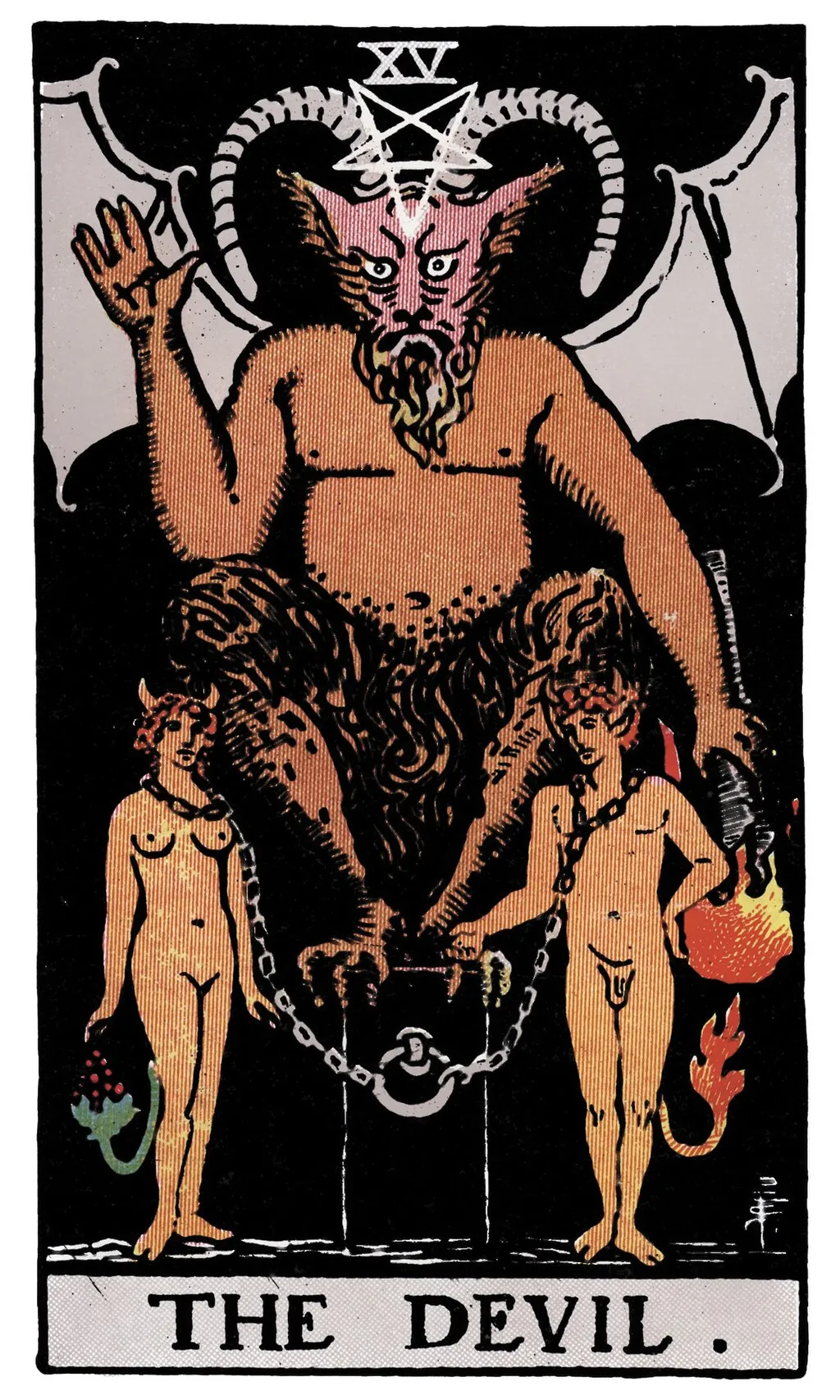 恶魔 The Devil 韦特塔罗牌面