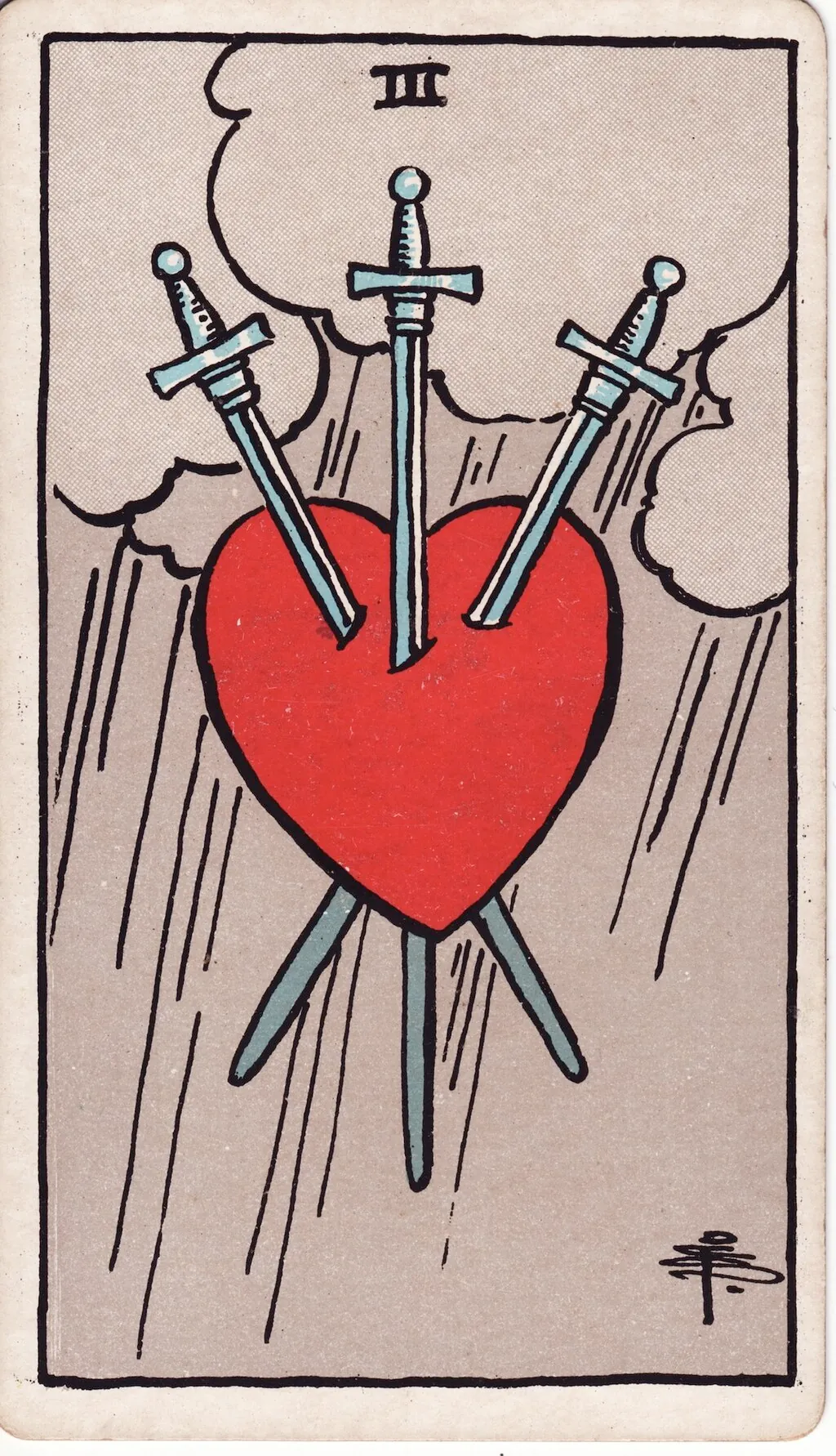 宝剑三 Three of Swords 韦特塔罗牌面