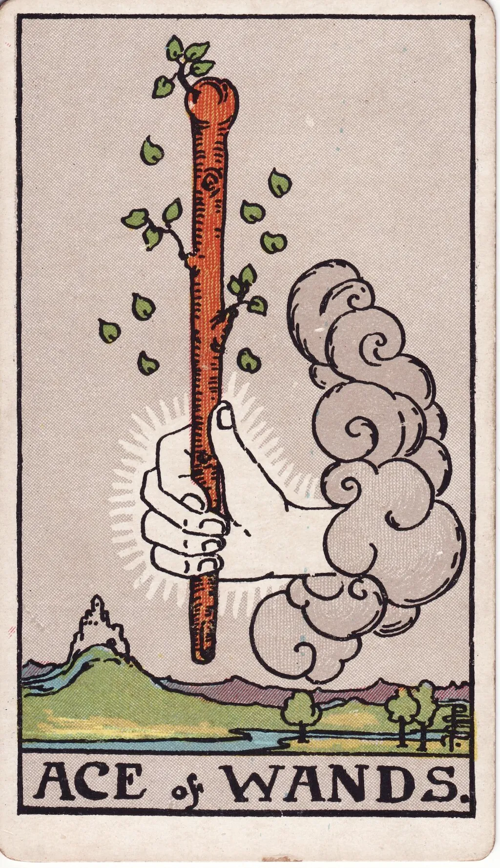 权杖一 Ace of Wands 韦特塔罗牌面
